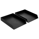 Amazon Basics Rettangolare Plastic Organizer Ripiano portacorrispondenza, confezione da 2, Fogli, Nero