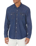 Amazon Essentials Camicia in Denim a Maniche Lunghe Regular Fit Uomo, Blu, XL