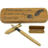 Amore Legno Sforza Penna Stilografica Elegante, Idee Regalo Uomo e Donna, Regali Laurea Compleanno con Frasi Motivazionali, Scatola in Legno di Bamboo (A)