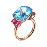 Anelli Personalizzato Oro Rosa 18K, Topazio Ovale 12.26ct Tormalina Rossa Rosa Anello Sposa Blu Topazio Rosa Rossa Tormalina Taglia 25