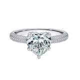 Anello da donna a forma di cuore, in oro bianco 9 K/14 carati, moissanite, alla moda, elegante, per compleanno, comfort, misura, 16 (17,8), Moissanite
