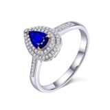 Anello di fidanzamento da donna, in oro bianco, misura S 18 carati (750) con zaffiro 0,68 ct, 57 (18.1), Oro bianco 18 carati (750), Zaffiro