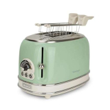 Ariete 155 Tostapane Vintage 2 fette di pane – con pinze – 6 livelli di tostatura – 810 Watt- Acciaio Inox – Linea Vintage – Verde