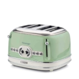 Ariete 156 Tostapane Vintage 4 fette di pane – senza pinze – 6 Livelli di tostatura – Defrost – 1600 Watt – Linea Vintage – Verde