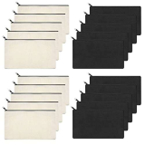 Astuccio Tela,Astuccio in Tela Bianco,Pochette Tela,20 Pezzi Astuccio per Matite Fai Da Te per Scuola,Trucco e Bricolage, Astuccio Bianco 21x13cm