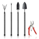 Attrezzi Giardinaggio, Attrezzi da Giardinaggio in Acciaio Inox da 5 Pezzi, Piccoli Attrezzi da Giardinaggio Portatili e Trasportabili