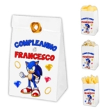 Auguriando 25 Sacchettini Compleanno Bambini Personalizzati Sacchetti Dopo Festa Regalo Personaggi Sacchetto Carta Regali dopofesta Caramelle Alimenti (Sonic)