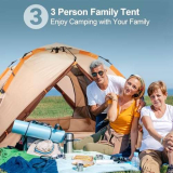 BETENST Tenda da Campeggio, Tenda Pop Up 3 Persone Famiglia Tenda a Cupola Impermeabile Antivento con 2 Porte a Rete, 2 Finestre a Rete, 2 in 1 Doppi Strati per Campeggio Escursioni Zaino in Spalla