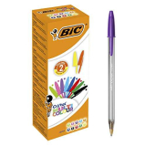 BIC, Cristal Multicolour, Penna Sfera Colorate, Punta Larga 1.6mm, Cancelleria Scrittura Scuola, Università e Ufficio, Confezione da 20 Unità