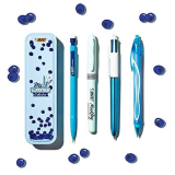 BIC, My Summer Collection Blue Box, Set Cancelleria con Penna 4Colori Gel Azzurra Quick-Dry, Pennarello Indelebile BIC Intensity, Portamine BIC Matic, Idea Regalo
