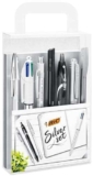 BIC Silver Set Scrittura, 1 Agenda, 2 Penne a Sfera e 1 a Gel, 1 Fineliner punta media Intensity, 1 Fineliner Intensity, 1 Pennarello Indelebile, 1 Portamine