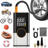 BOOTEEK 6000mAh Compressore Aria Portatile Auto,150PSI Mini Compressore Portatile con Manometro e Torcia LED,Pompa Elettrica per Bicicletta,Gonfiatore Bici Elettrico per Auto,Moto,Biciclette e Palloni