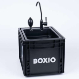 BOXIO Lavandino Portatile con Pompa a Mano, Tanica Acqua con Rubinetto, Lavabo da Camper, Lavello da Campeggio con Rubinetto in Plastica Nero, Accessori ed Attrezzatura da Campeggio
