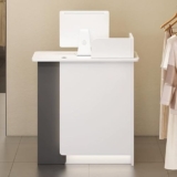 Bancone Reception con luci a LED e cassetti con Serratura – Tavolo Cassa Moderno per Hall, Grigio a Sinistra – Banco Reception per Negozi 31,4″ x 31,5″