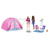 Barbie Barbie Siamo in Due Playset Campeggio con tenda, 2 bambole Barbie e 20 pezzi inclusi animali, telescopio e accessori, Giocattolo per Bambini 3+ Anni, HGC18