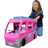 Barbie-Camper dei Sogni Playset con Veicolo, con Ruote, Piscina, Scivolo, 7 Aree Gioco e Oltre 60 Accessori da Campeggio, Giocattolo per Bambini 3+ Anni, HCD46