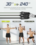 Barra per Pilates, ALongSong Barra di Elastici Fitness con 6 Elastico Fitness in Lattice Naturale 30/40/50Lbs e Video di Esercizi, Pilates Bar per Fitness a Casa, Palestra, Allenamento
