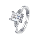 Beydodo Anelli da donna in oro bianco 750, anelli di fidanzamento 5 pietre con diamanti creati, anelli di nozze da donna, misura 49 (15,6)-63 (20,1), Diamante creato