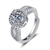 Beydodo Anelli da sposa in oro bianco 375 da donna, anelli di fidanzamento singoli con diamanti creati anello di fidanzamento da donna, senza nichel, misura 49 (15,6)-63 (20,1), Diamante creato