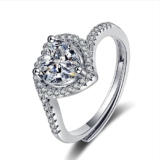 Beydodo Fedi nuziali in oro bianco 375 vero oro bianco da donna, anelli di fidanzamento da donna, senza nichel, misura 49-63, Diamante creato