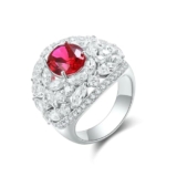 Beydodo Trauring – Anello da donna in oro bianco 750, 585, 375, 375, con 3,75 carati, rubino creato, fedi nuziali, senza nichel, misura 15,9-62 (19,7), 18 (18,5), metallo prezioso Gemma, Rubino