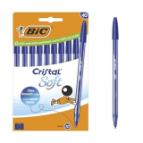 Bic Cristal Soft – Penna a sfera a punta media (1,2 mm), con inchiostro Easy Glide, blu, confezione da 10