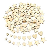 Bieiyhe 200 Pezzi Mini Cuori Legno Decorative stelline di legno piccole per decorazioni Cuoricini Legno Matrimonio Cuoricini per Bomboniere Decorazioni Legno Piccole Miste Cuore Dischi Legno Fai Da Te