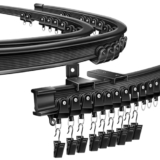 Binario per tende per finestre a golfo, 4,26 m, flessibile, pieghevole, in plastica nera, sistema di binari per tende da parete e accessori per tende pesanti per camper