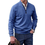 Bivoo Maglione da Uomo in Cashmere con Cerniera,Maglione Lavorato a Maglia Pullover Casual a Maniche Lunghe,Maglioni Solidi Casual Slim (X-Large,Blu)