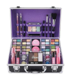 Bliss Beauty Case con Prodotti per il Trucco Vegani – Beauty Case con Ombretto, Fard, Rossetto, Cera e Polvere per Sopracciglia, Pennelli – Organizzatore per Makeup Case con Cornice in Alluminio