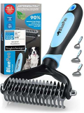 BluePet Spazzola per Cani Pelo Lungo – Spazzola per Gatti Pelo Lungo – Spazzola Sottopelo – Cardatore per Cani e Gatti – Pettine Taglianodi per Cani – Toelettatura per Cani e Gatti – Undercoat Rake
