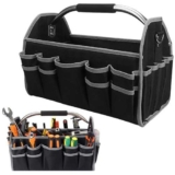 Borsa degli attrezzi da 40,6 cm, organizer pieghevole con apertura superiore per un facile accesso agli utensili, struttura resistente all’acqua, borsa per attrezzi da elettricista con rivestimento