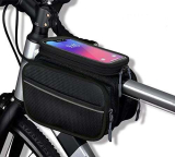 Borsetta Doppia Bicicletta, Borsa Impermeabile Manubrio Ciclismo, Portacellulare Multifunzionale da Bici per i Telefoni Fino a 6.5 Pollici. (Nero)