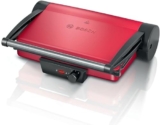 Bosch Elettrodomestici TCG4104 – Bistecchiera Griglia a Contatto, 5 Livelli di temperatura, 2000W, Alluminio, Rosso