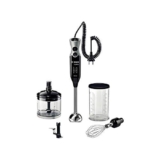 Bosch ErgoMixx Hand Blender – Frullatore a Immersione Portatile, 750 W, 12 Velocità, Lama a 4 Ali, Bicchiere Graduato, Mini Tritatutto, Frusta e Lame Tritaghiaccio in Acciaio Inox