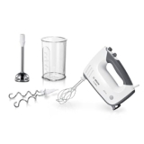 Bosch ErgoMixx, MFQ37470, 750 W, miscelatori in acciaio inox, 5 livelli con pulsante turbo, bianco/grigio