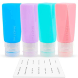 Bottiglie da Viaggio in Silicone, Rayyl 4 Pezzi Bottiglie da Viaggio 90ml, Contenitori Liquidi Riutilizzabili Approvati Dalla FDA per la Cura Della Persona di Lozioni