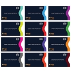 Boxiki Travel RFID Blocking Sleeves, Set con Codifica a Colori | Buste Antifurto RFID Set di 12 Buste per Carte di Credito (Blu Navy)