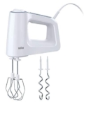 Braun HM3100WH MultiMix 3 Sbattitore Elettrico, Mixer ad Immersione, Impugnatura Antiscivolo, 5 velocità+Turbo, Dotata di 2 fruste e 2 ganci, Leggero, Sistema Easyclick, Potenza 500W, Plastica, Bianco