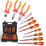 CCLIFE 11 Pezzi cacciavite elettricista VDE 1000V Set di Cacciaviti e Pinze Isolati Elettricista Professionali Giravite Cacciavite Isolato con Tester di Cercafase punte a taglio & PH & PZ