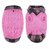 CITÉTOILE Caldo Maglione Invernale per Cani, Maglione a Collo Alto con Pannello a Quadri, Cappotto Vestiti per Animali Domestici per Cane Taglia Piccola/Media/Grande, Nero, M