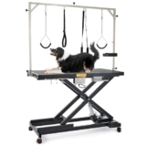 CO-Z Tavolo da Toelettatura Elettrico per Cani 120cm Tavolo da Toelettatura per Animali Pesante con Ruote Regolabili in Altezza 4 Cinghie per Toelettatura degli Animali capacità 110 kg 120cm