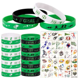 COLOFALLA Set 40 Pz Braccialetti Silicone Calcio. Bracciale Motivazionale Sport Gomma, Decorazioni Festa, Gadget Compleanno, Partita Calcio Fischietti e Adesivi