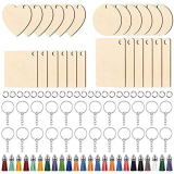 CONNECTION 96 Pezzi Portachiavi Legno Vuoti Portachiavi in Legno Portachiavi Legno da incidere Portachiavi In Legno Personalizzato per Fai Da Te Portachiavi di Legno Ciondolo Decorazione(4 Stili)