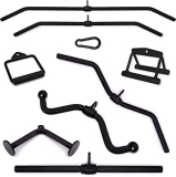 C.P.Sports, impugnature assortite di colore nero, con moschettone, da 8 mm, in acciaio massiccio, per esercizi di trazione con attrezzi ginnici a cavi incrociati e stazione, per bodybuilding e fitness