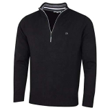 Calvin Klein Chunky Knit – Maglione da golf, da uomo, in cotone, con 1/2 zip, Nero, Sport, L