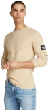 Calvin Klein Jeans Maglietta Maniche Lunghe Uomo Badge Waffle LS Tee Basic, Beige (Pale Khaki), S