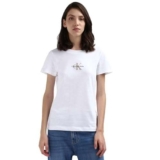 Calvin Klein Jeans T-Shirt Maniche Corte Donna Monologo Slim Scollo Rotondo, Bianco (Bright White), S