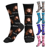 Calzini con testo personalizzato, calzini personalizzati con parole con nome, foto viso, ruoli di nozze, messaggi umoristici, regalo divertente per San Valentino e compleanno