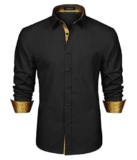 Camicia a Maniche Lunghe in Oro Nero per Uomo Moda Classico Colletto Abbottonato Camicie da Concerto Casual per Feste Formali Casuali